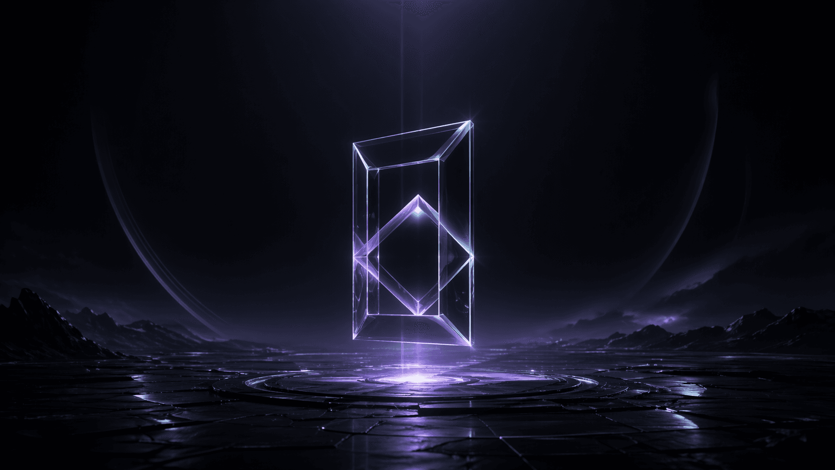 悬浮水晶几何摆件科幻展示图