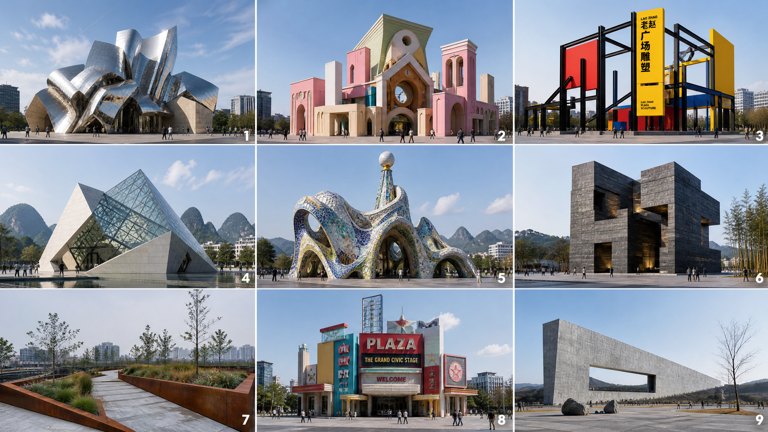 当代城市公共艺术建筑灵感拼贴
